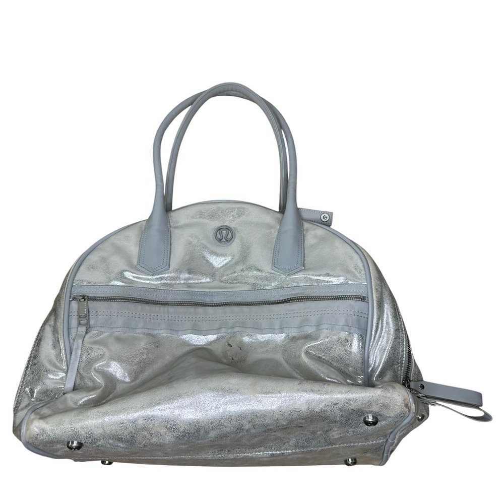 Lululemon Sweat Once A Day Bag Silver Metallic Yoga Gym Tote Duffle Travel